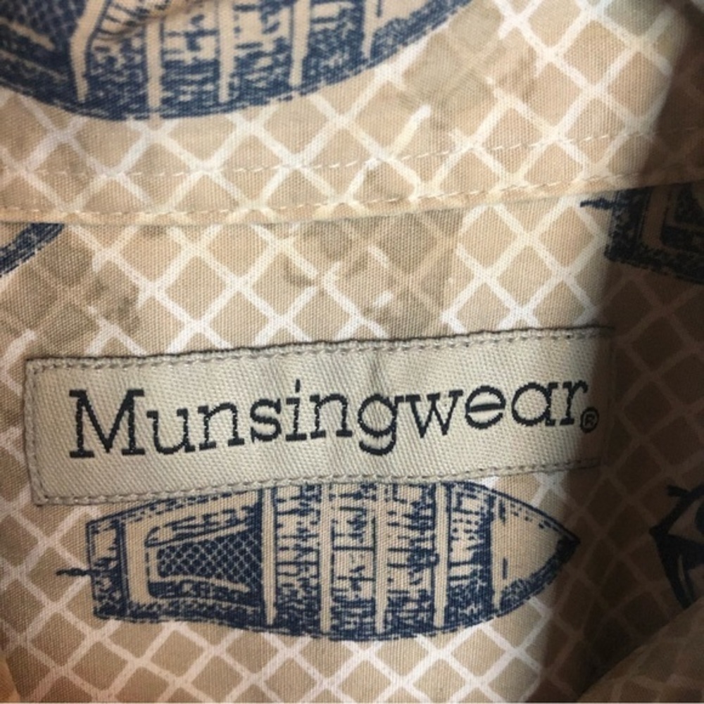 Musingwear large button down short sleeve shirt nautical canoe anchor great - Picture 3 of 5